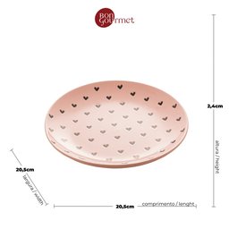 Conjunto 6 Pratos Cerâmica Coração Sortidos - Bon Gourmet - 5