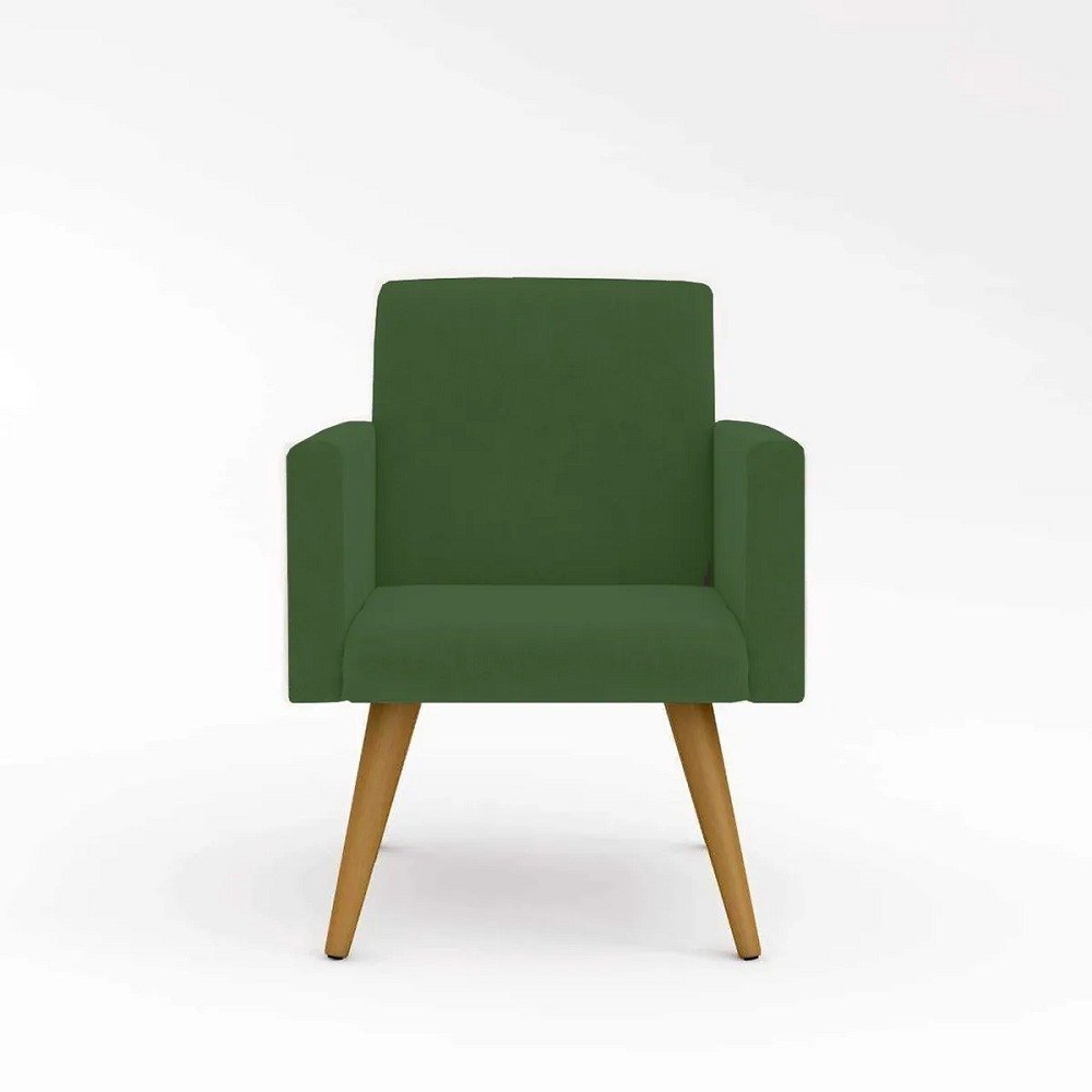 Poltrona Decorativa Nina Cadeira Escritório Recepção Suede Verde - 2