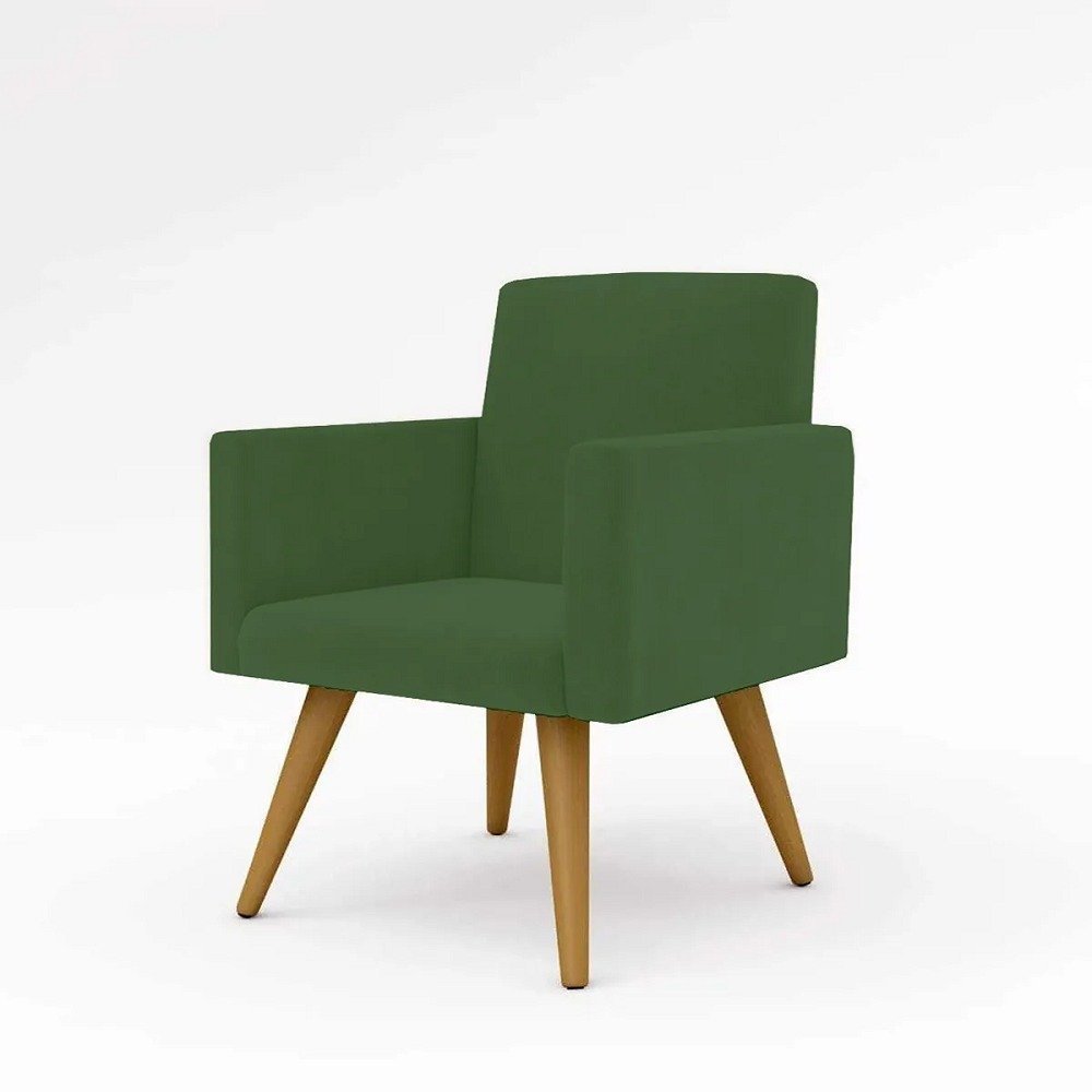 Poltrona Decorativa Nina Cadeira Escritório Recepção Suede Verde - 1