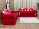 Ver imagem 2 de Sofá 2 e 3 Lugares Vermelho com Floral 608/16 Viena