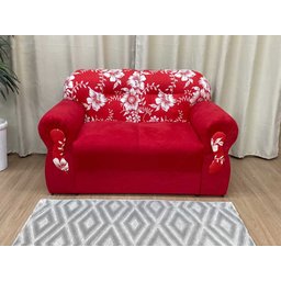 Sofá 2 e 3 Lugares Vermelho com Floral 608/16 Viena - 4
