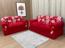 Ver imagem 1 de Sofá 2 e 3 Lugares Vermelho com Floral 608/16 Viena