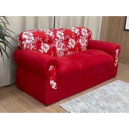 Sofá 2 e 3 Lugares Vermelho com Floral 608/16 Viena - 3
