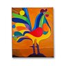 Mini Quadro Decorativo de Galo Colorido Estilizado Medindo 30x25cm Pintado - 1