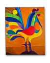 Ver imagem 1 de Mini Quadro Decorativo de Galo Colorido Estilizado Medindo 30x25cm Pintado