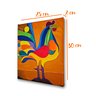 Mini Quadro Decorativo de Galo Colorido Estilizado Medindo 30x25cm Pintado - 8