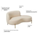 Ver imagem 3 de Sofá Curvo 3 Lugares 180cm Braço Dir. Thommy Pés Ouro Bouclé Off White - Nexta Casa