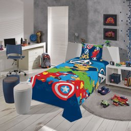 Jogo de Cama Infantil Lepper Vingadores Solteiro 2 Peças Microfibra Azul - 2