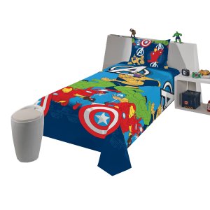 Jogo de Cama Infantil Lepper Vingadores Solteiro 2 Peças Microfibra Azul