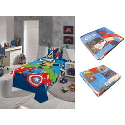 Jogo de Cama Infantil Lepper Vingadores Solteiro 2 Peças Microfibra Azul - 6