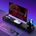 Ver imagem 2 de Suporte de Monitor Mesa Computador Escritório Alto Padrão Preto 79 Cm