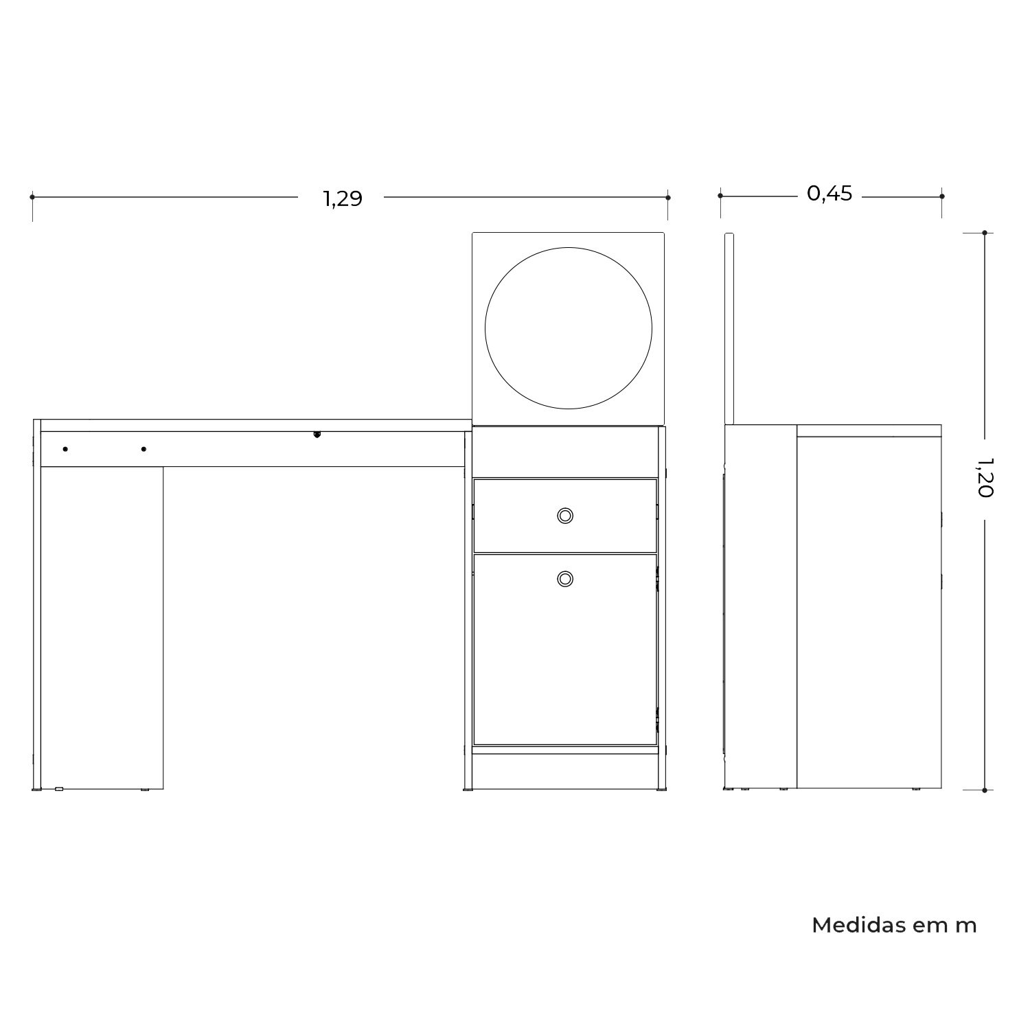 Escrivaninha Camarim Penteadeira Premium Desejo Moderna Maquiadora Quato Luxo Meninas Cor Branco - 7