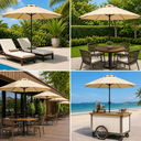 Ver mais imagens de Ombrelone Guarda Sol de Luxo Impermeável Haste Central 2.4m para Piscina Jardim Área Externa