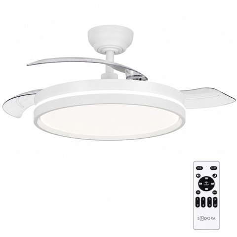 Ventilador de Teto Retrátil LED Controle Remoto Branco Bivolt