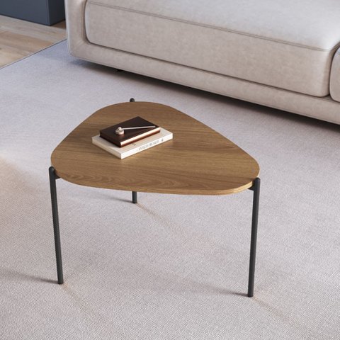 Mesa de Centro Orgânica 58,5cm Pé Metal Móvel na Caixa
