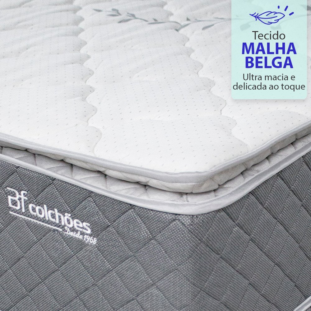 Cama Box King Colchão Molas Ensacadas com Pillow Top Extra Conforto 193x203x72cm Bf Colchoes - 6