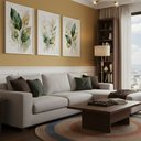 Ver imagem 4 de Kit 3 Quadros Folhagem Verde Dourado Aquarela:branca