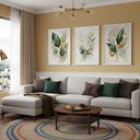 Ver imagem 3 de Kit 3 Quadros Folhagem Verde Dourado Aquarela:branca