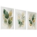 Ver mais imagens de Kit 3 Quadros Folhagem Verde Dourado Aquarela:branca