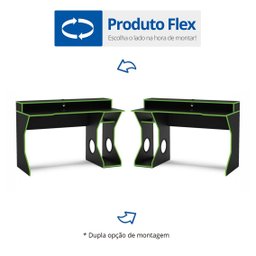Mesa Gamer Escrivaninha Fremont 130cm Preto E Verde - 9 Mesa Gamer Escrivaninha Fremont 130cm Preto E Verde - 9