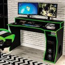 Ver imagem 1 de Mesa Gamer Escrivaninha Fremont 130cm Preto E Verde