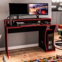 Ver imagem 1 de Mesa Gamer Escrivaninha Fremont 130cm Preto E Vermelho