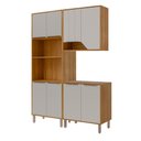 Ver imagem 1 de Armário de Cozinha Celeste com Torre Quente 150 Cm 8 Portas Cinamomo/off White