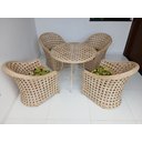 Ver imagem 2 de Conjunto 4 Cadeira e Mesa Jardim Varanda Área Externa Fibra Sintética Tramento Uv Cor Palha Natural