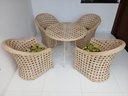Ver imagem 2 de Conjunto 4 Cadeira e Mesa Jardim Varanda Área Externa Fibra Sintética Tramento Uv Cor Palha Natural