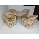 Ver imagem 3 de Conjunto 4 Cadeira e Mesa Jardim Varanda Área Externa Fibra Sintética Tramento Uv Cor Palha Natural