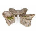 Ver imagem 1 de Conjunto 4 Cadeira e Mesa Jardim Varanda Área Externa Fibra Sintética Tramento Uv Cor Palha Natural