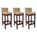 Ver imagem 1 de Kit 3 Banquetas Média Estofada em Madeira Maciça Castanho Melody Suede Bege