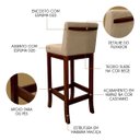 Ver imagem 4 de Kit 3 Banquetas Média Estofada em Madeira Maciça Castanho Melody Suede Bege