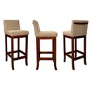 Ver imagem 2 de Kit 3 Banquetas Média Estofada em Madeira Maciça Castanho Melody Suede Bege