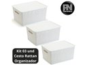 Ver imagem 2 de 3 Caixas Organizadoras com Tampa Grande 15 Lts Rattan Branco