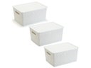 Ver imagem 1 de 3 Caixas Organizadoras com Tampa Grande 15 Lts Rattan Branco