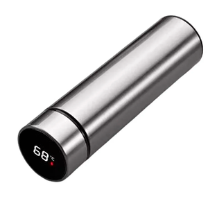 GARRAFA TÉRMICA INTELIGENTE COM INDICADOR E SENSOR DE TEMPERATURA LED:Únissex/Único/Prateado