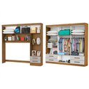 Ver imagem 2 de Guarda-roupa Casal Modulado com Cama Amazzonite 11 Portas 6 Gavetas Cinamomo/off White - Pnr Móveis
