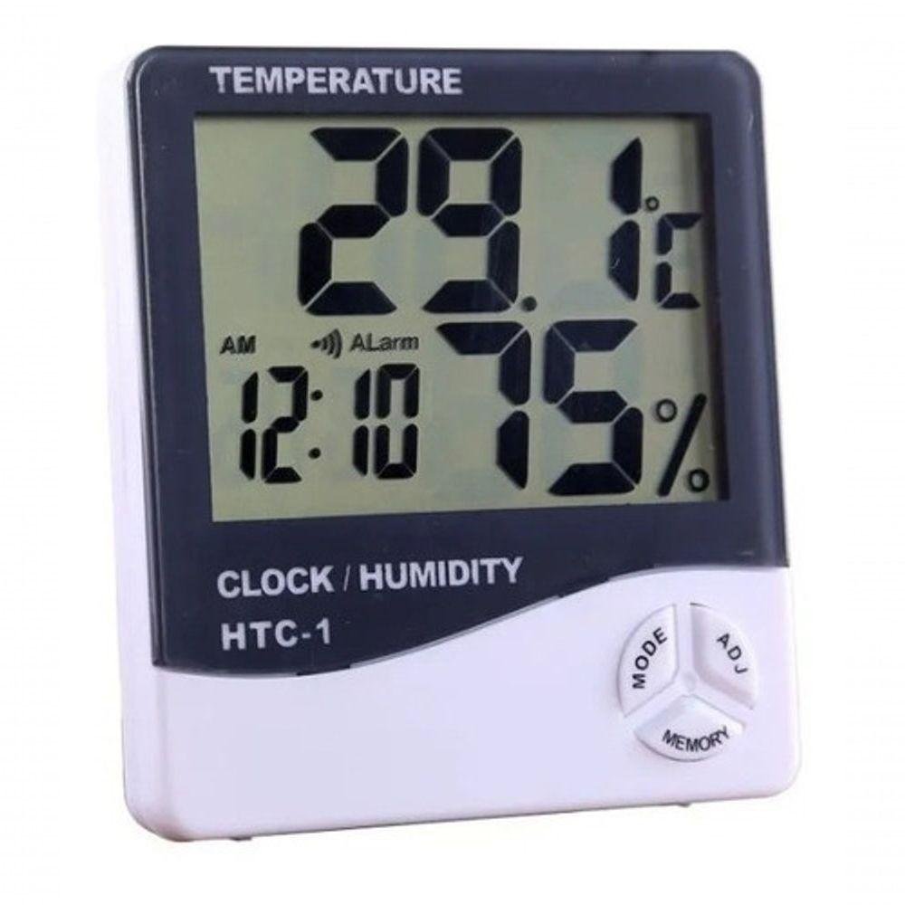 Termo Higrômetro Medidor Temperatura Umidade Relógio Digital - 2