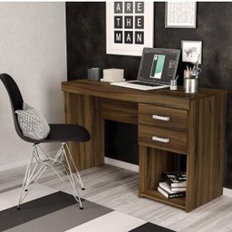 Mesa para Escritório Malta 2 Gavetas 120cm Politorno New Avelã - 1 Mesa para Escritório Malta 2 Gavetas 120cm Politorno New Avelã - 1