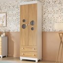 Ver imagem 1 de Guarda-roupa Infantil 62cm 2 Portas e 2 Gavetas Bombom Multimóveis Mp4461 Branco/madeirado