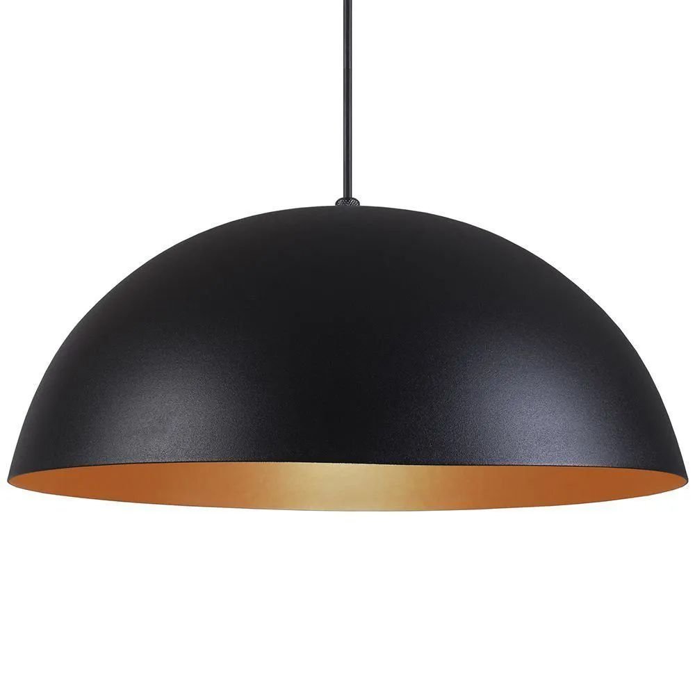 Pendente Meia Lua 50cm Luminária Alumínio Preto Textura C/ Cobre - T&T Iluminação - 3