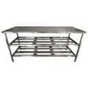 Ver imagem 3 de Mesa Aço Inox Industrial 160x60x90cm com 2 Prateleiras Fenestradas Nortinox Profissional