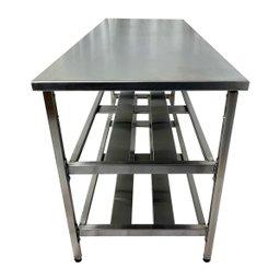 Mesa Aço Inox Industrial 160x60x90cm com 2 Prateleiras Fenestradas Nortinox Profissional - 2 Mesa Aço Inox Industrial 160x60x90cm com 2 Prateleiras Fenestradas Nortinox Profissional - 2