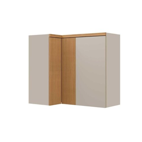 Armário Aéreo P/ Cozinha Allure de Canto C/ 3 Portas 93cm Jequitiba/gris Fosco - Linea Brasil