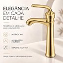 Ver imagem 5 de Torneira Egyto Dourada Baixa Aço Inox 304 Premium Goldenx