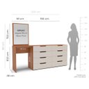 Ver imagem 3 de Cômoda Penteadeira Madri 8 Gavetas c/ Espelho 209x160cm Creme/Freijó 250804