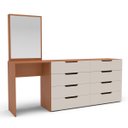 Ver imagem 2 de Cômoda Penteadeira Madri 8 Gavetas c/ Espelho 209x160cm Creme/Freijó 250804