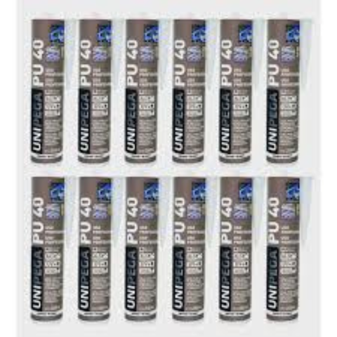 Kit 12 Adesivo Pu 40 Profissional 280ml Unipega Preto