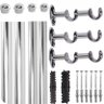 Varão para Cortina 4 m Duplo 28mm com 19mm Cromado suportes Resistente - 1